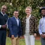 Kicking off the first cohort of Shuford Innovators-in-Residence. From left: Bernard Bell, Soltan Bryce, Mackenzie Thomas and Dedren Snead.