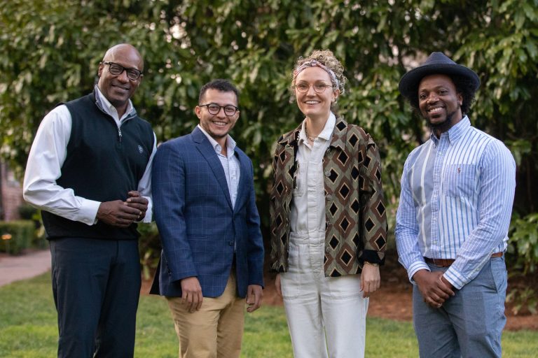 Kicking off the first cohort of Shuford Innovators-in-Residence. From left: Bernard Bell, Soltan Bryce, Mackenzie Thomas and Dedren Snead.