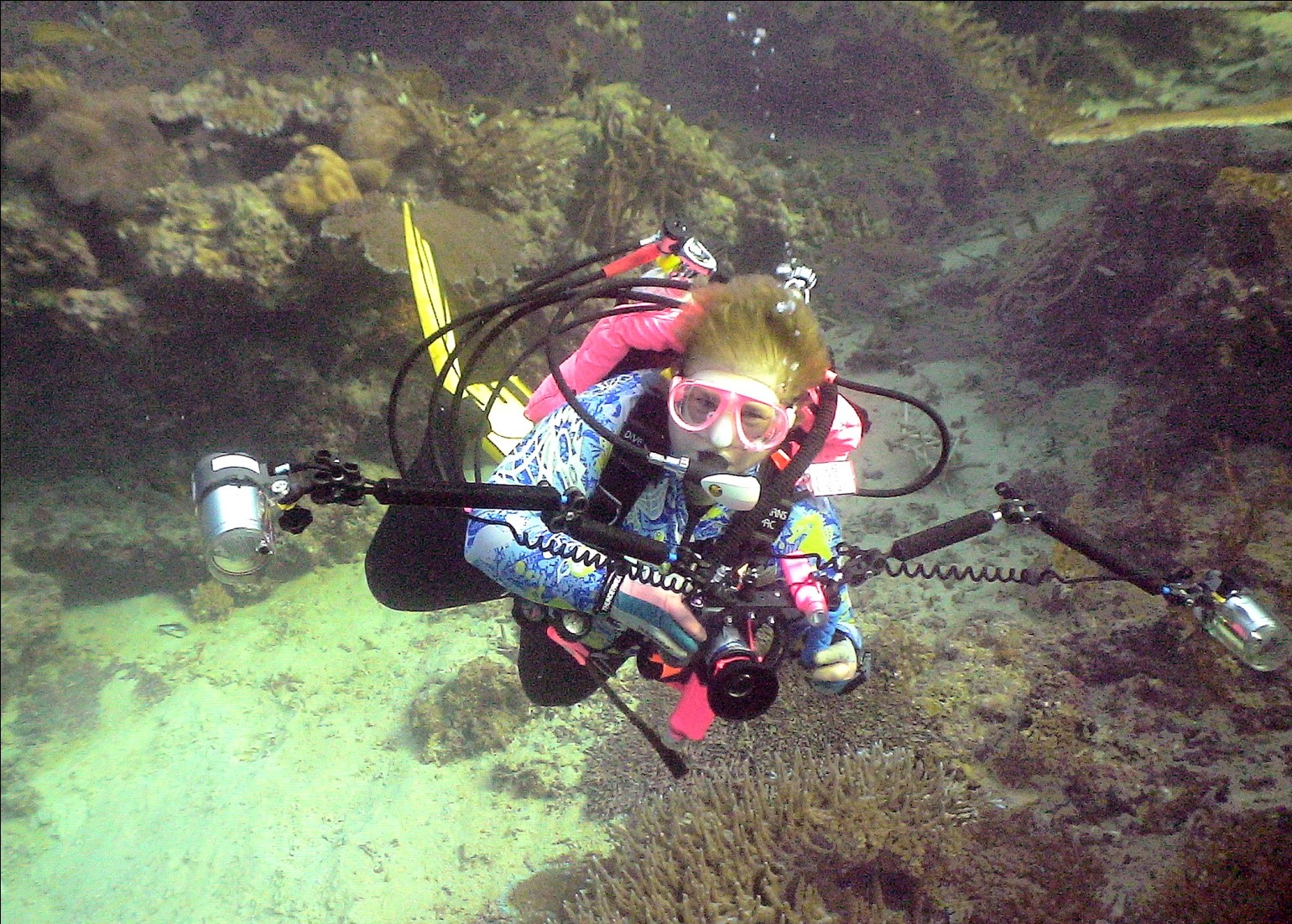 Avid scuba diver Edie Summey on one of her many undersea adventures.