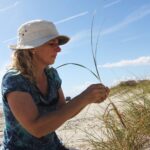 Laura Moore conducts fieldwork on the North Carolina coast. (photo by Mary Lide Parker)