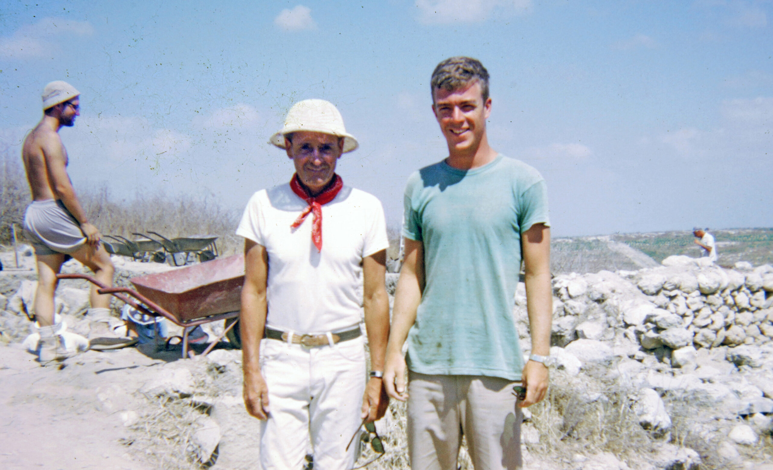 Bernard Boyd (left) and Bill Farthing on an archaeological dig in Israel in 1968. Farthing credits Boyd’s lectures and mentorship for cementing his interest in religious studies.